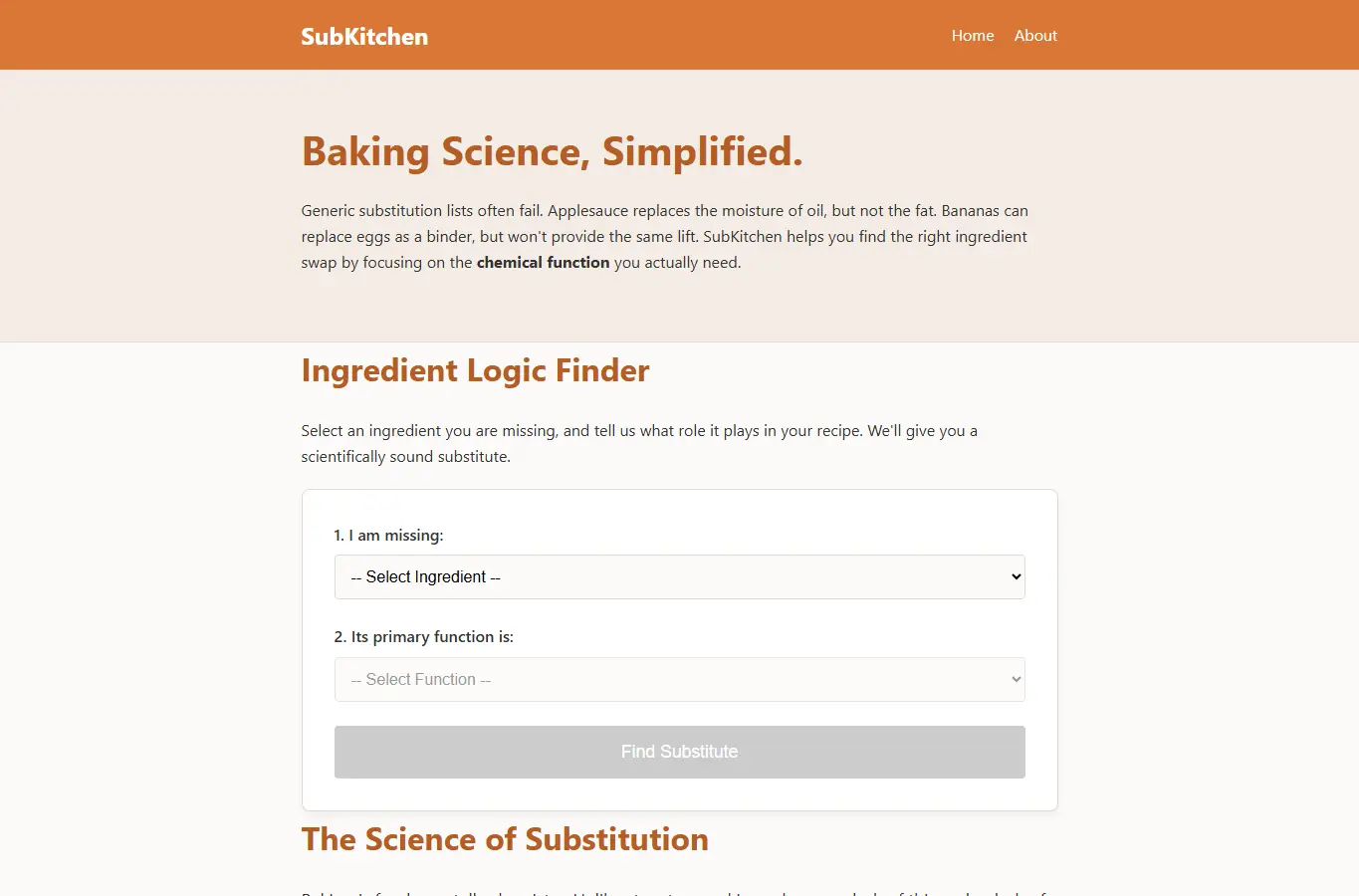 Screenshot of SubKitchen: Pantry Swap Guide interface showing the project page in use
